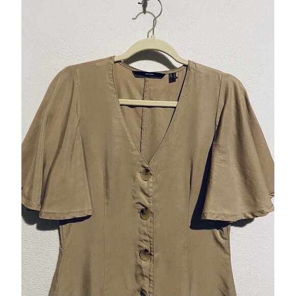 Vero Moda Romper Womens Medium Beige Flutter Sleeve Button Front V Neck Boho - Picture 3 of 7